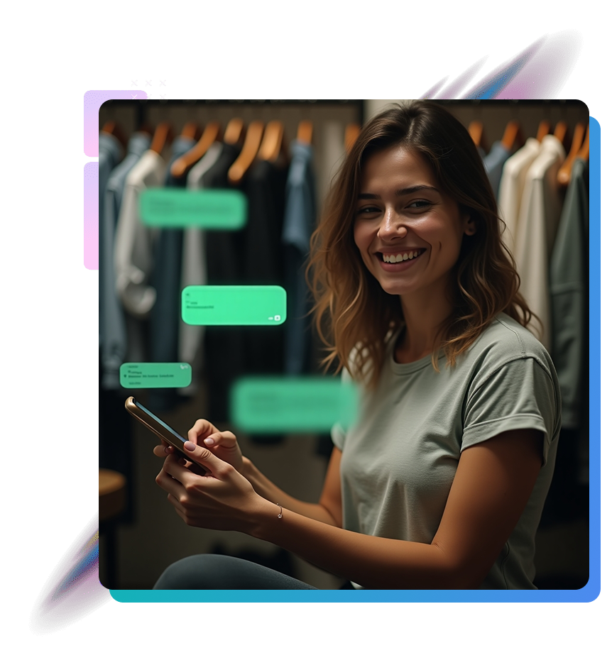 empresaria contenta con whaigent automatizando su negocio